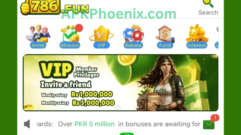 786Fun Game App VIP member bonuses of game for new users.