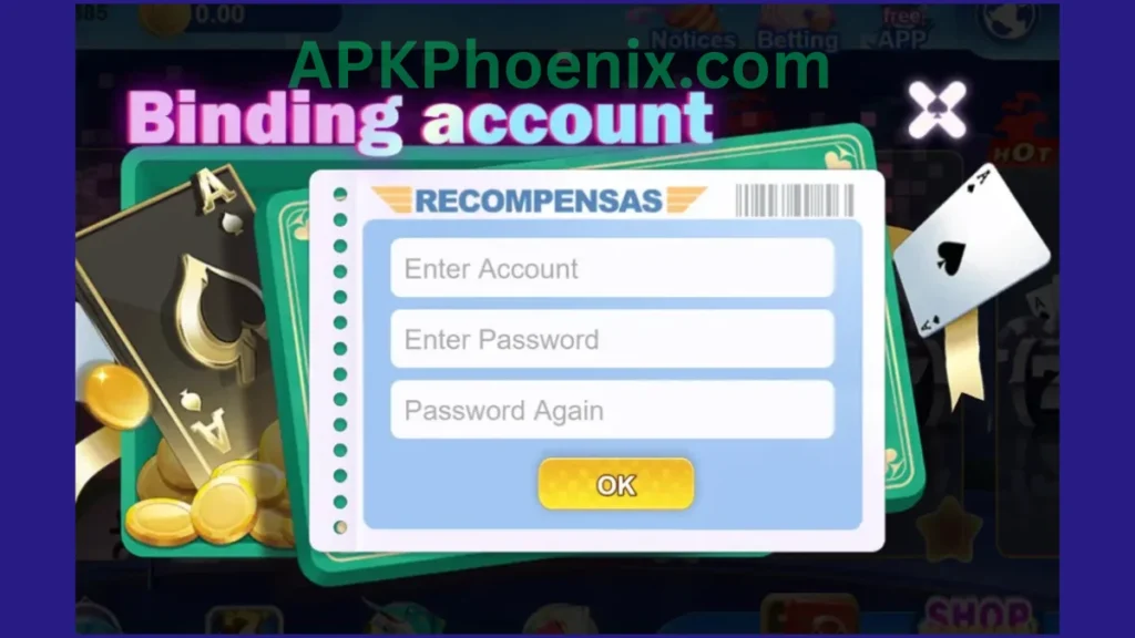 Happy Sky 777 account binding section of game