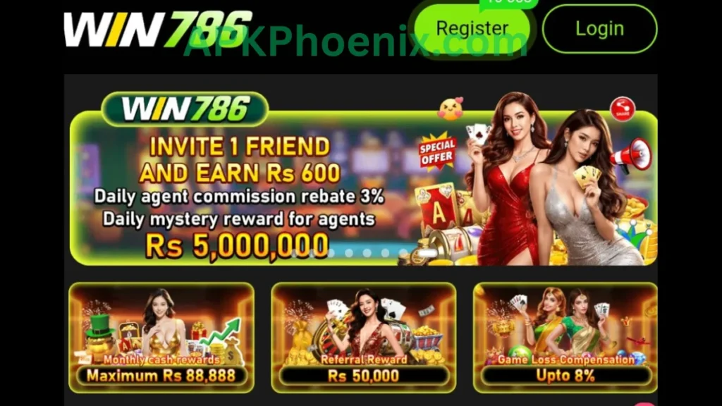 Win786 Game App invitational bonuses of game for new game users.