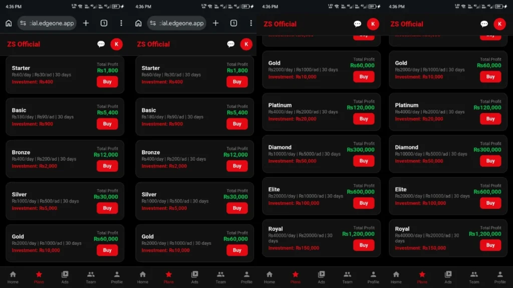 ZS Official Earning new earning plans for users