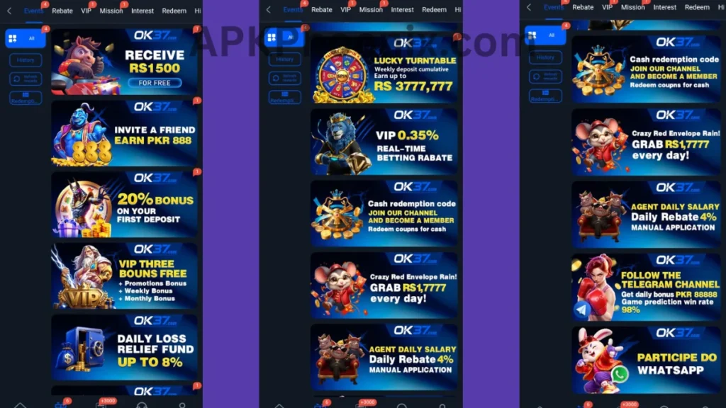 OK37 Game APK promotion center of game